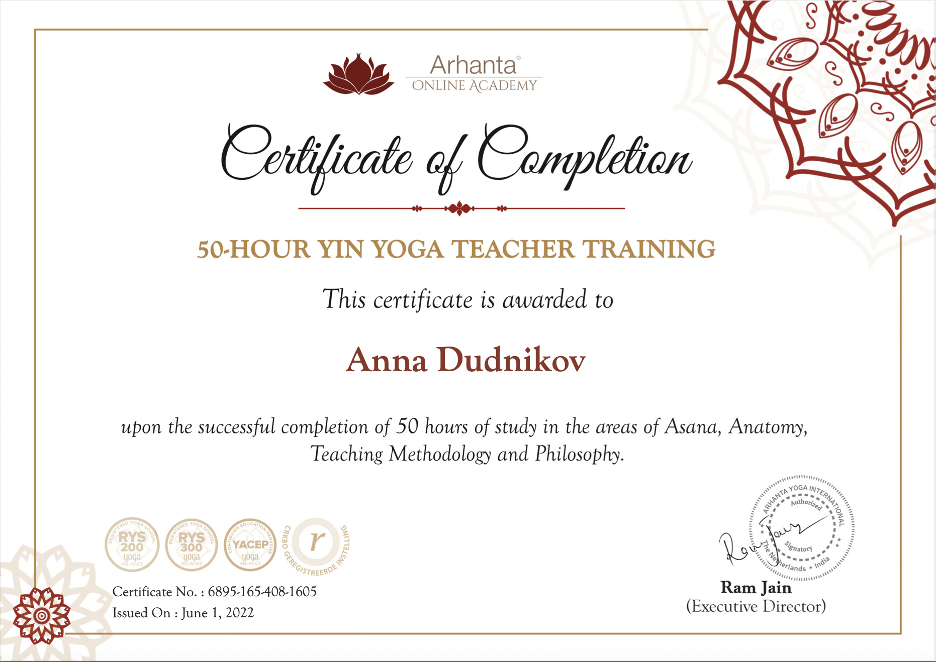Yogalehrer Zertifikat